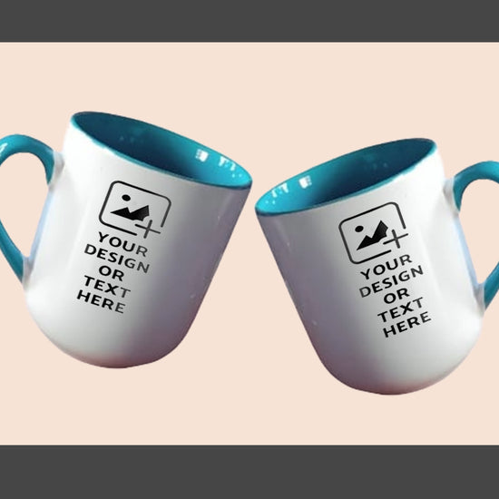 Sky Blue Oval-shaped 9oz mug with custom photo or text – Unique style mug by GiliGily