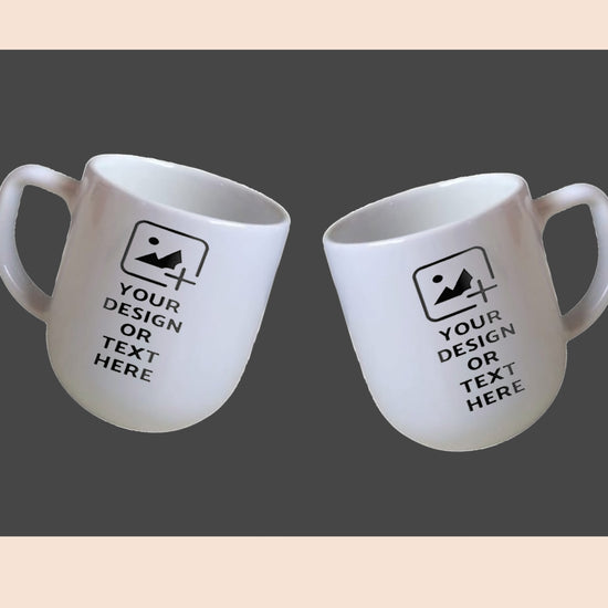 White Oval-shaped 9oz mug with custom photo or text – Unique style mug by GiliGily