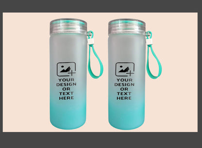 Eco-friendly frosted glass bottle in green matte finish – video demo showing leak-proof, durable design with custom print option for events and corporate gifting by GiliGily.