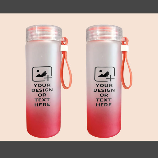 Video of 400 ml frosted glass bottle with vibrant red matte finish – leak-proof, eco-friendly, and customizable with crisp prints, ideal for gifts and giveaways by GiliGily.