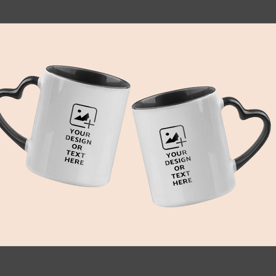 Black Heart handle mug with personalized message – Romantic gift by GiliGily