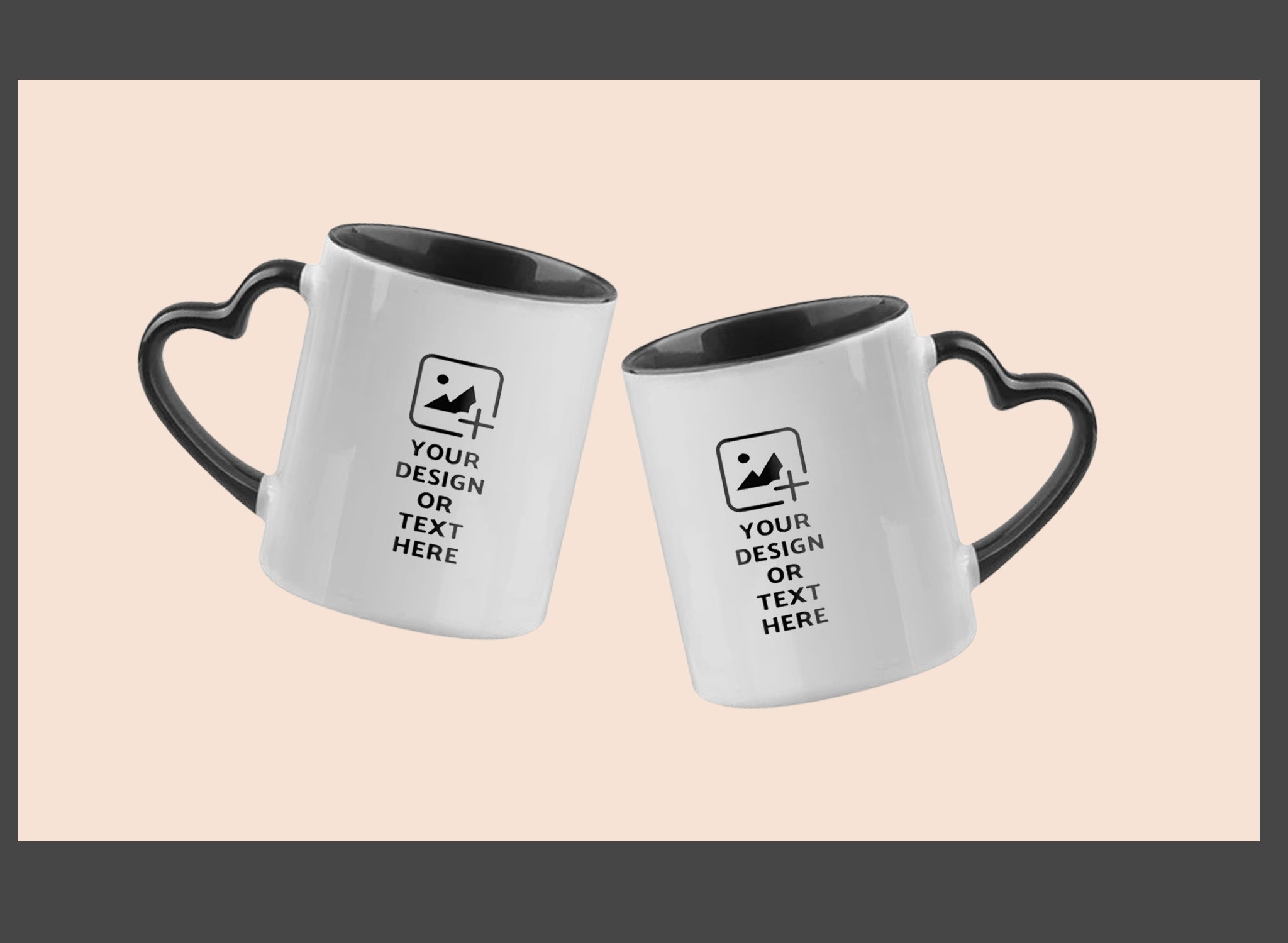 Black Heart handle mug with personalized message – Romantic gift by GiliGily