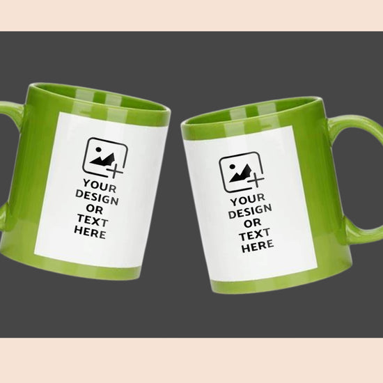 Patch design printed mug with personalization – Stylish gifting green mug by GiliGily.