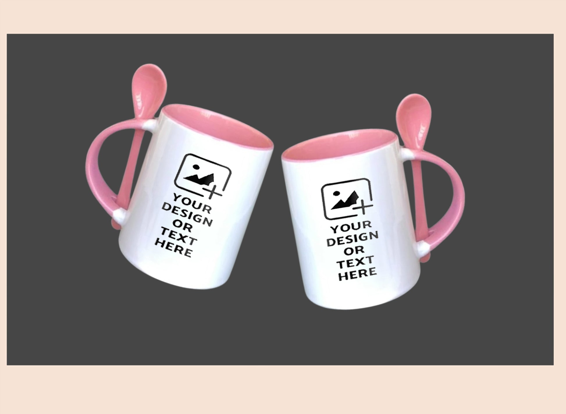 Personalized pink spoon mug with custom print – Cute and practical design by GiliGily.