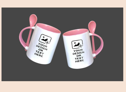 Personalized pink spoon mug with custom print – Cute and practical design by GiliGily.