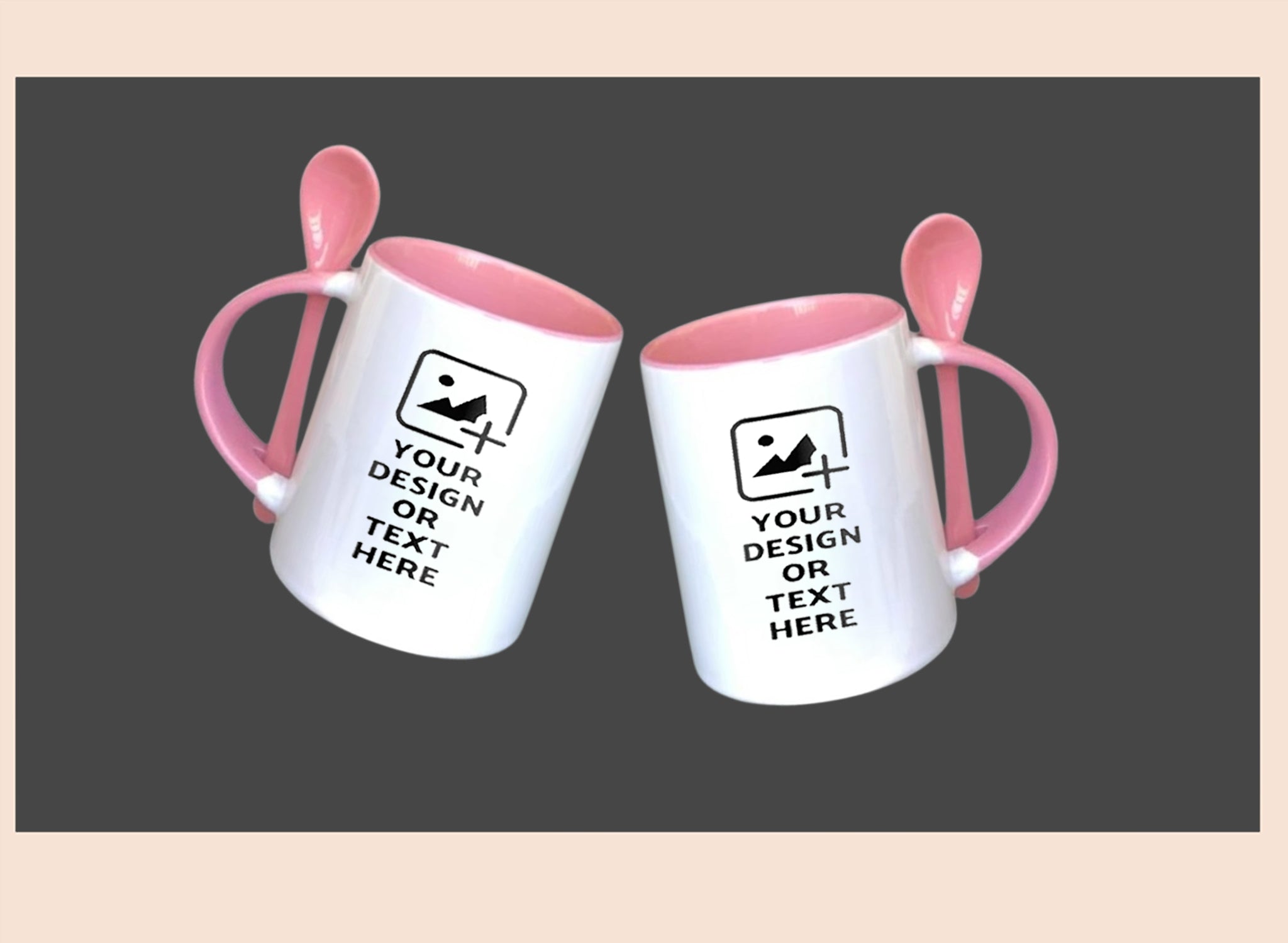 Personalized pink spoon mug with custom print – Cute and practical design by GiliGily.