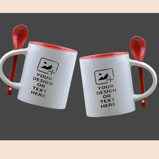 Personalized red spoon mug with custom print – Cute and practical design by GiliGily.