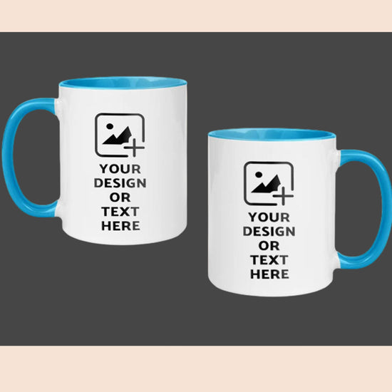 Custom sky blue colored mug with personalized design – Ideal gifting option by GiliGily.