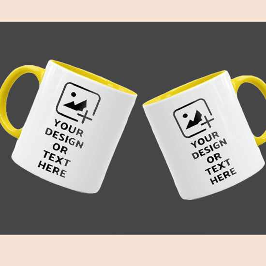 Custom yellow colored mug with personalized design – Ideal gifting option by GiliGily.