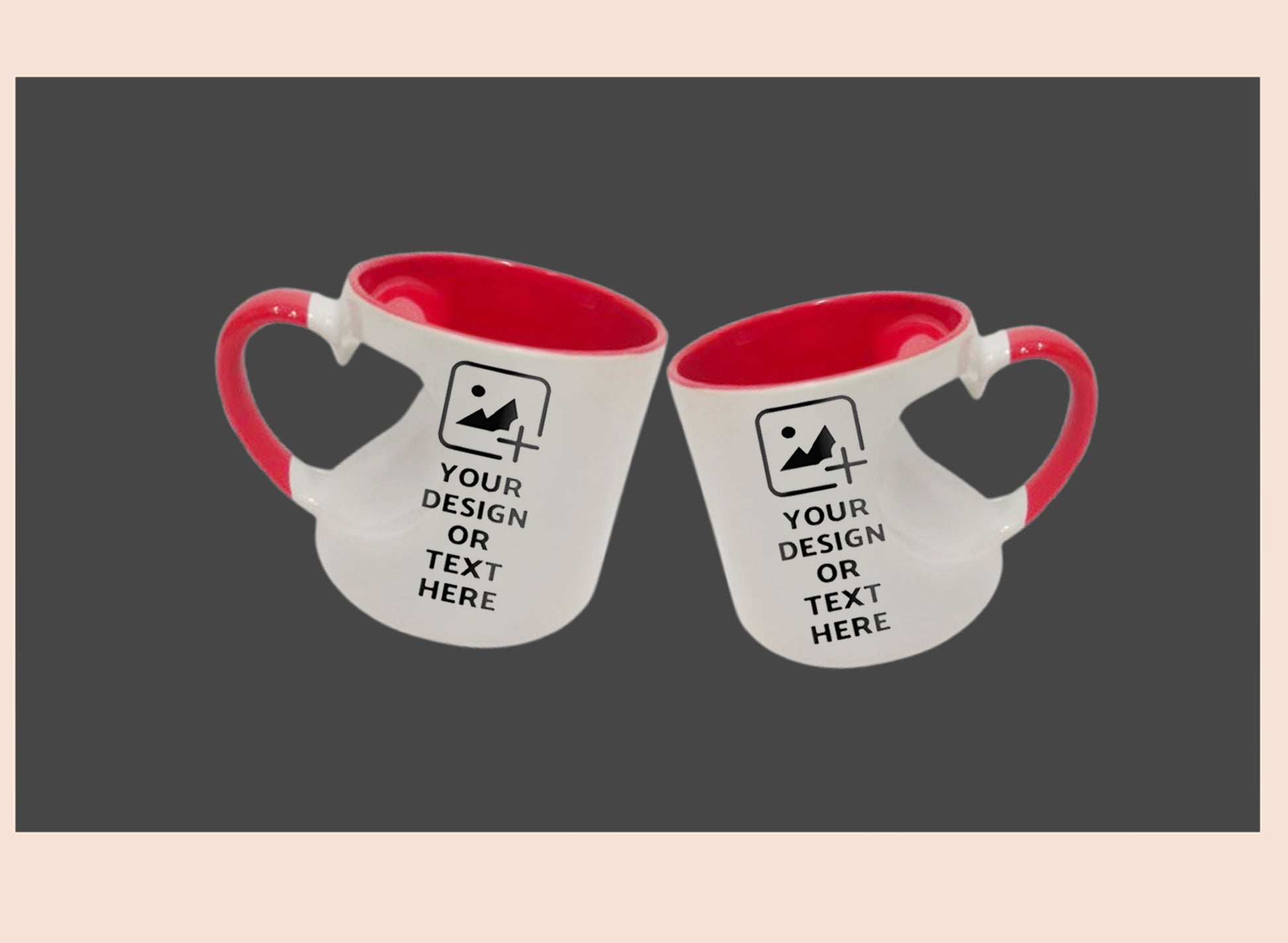 Heart cut inner red colored mug with custom print – Unique love-themed gift by GiliGily