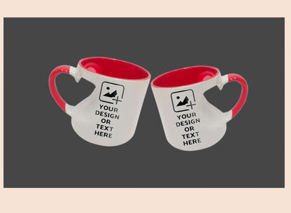 Heart cut inner red colored mug with custom print – Unique love-themed gift by GiliGily