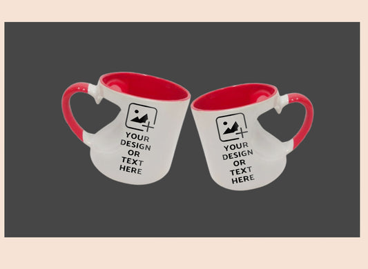 Heart cut inner red colored mug with custom print – Unique love-themed gift by GiliGily