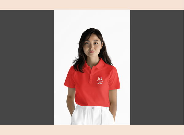 Red Blended Cotton Collar T-Shirt – Solid & Customizable | Unisex Polo | GiliGily