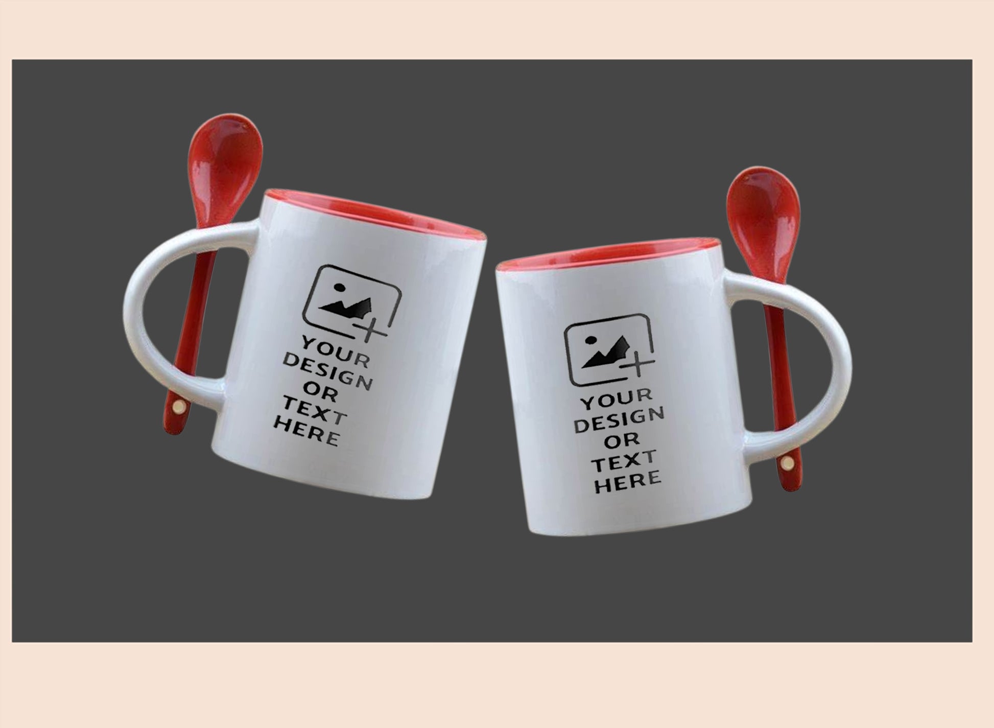Personalized red spoon mug with custom print – Cute and practical design by GiliGily.