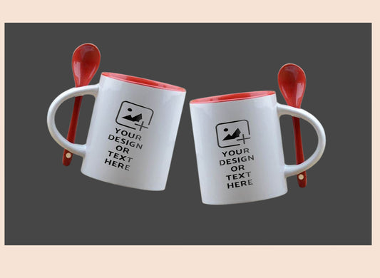 Personalized red spoon mug with custom print – Cute and practical design by GiliGily.