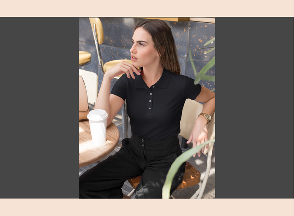 Black Cotton Collar T-Shirt – Solid & Customizable | Unisex Polo | GiliGily