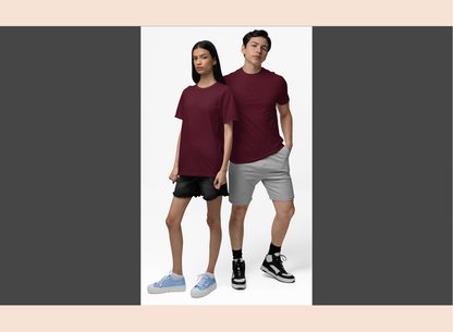 solid-cotton-round-neck-wine-couple-front