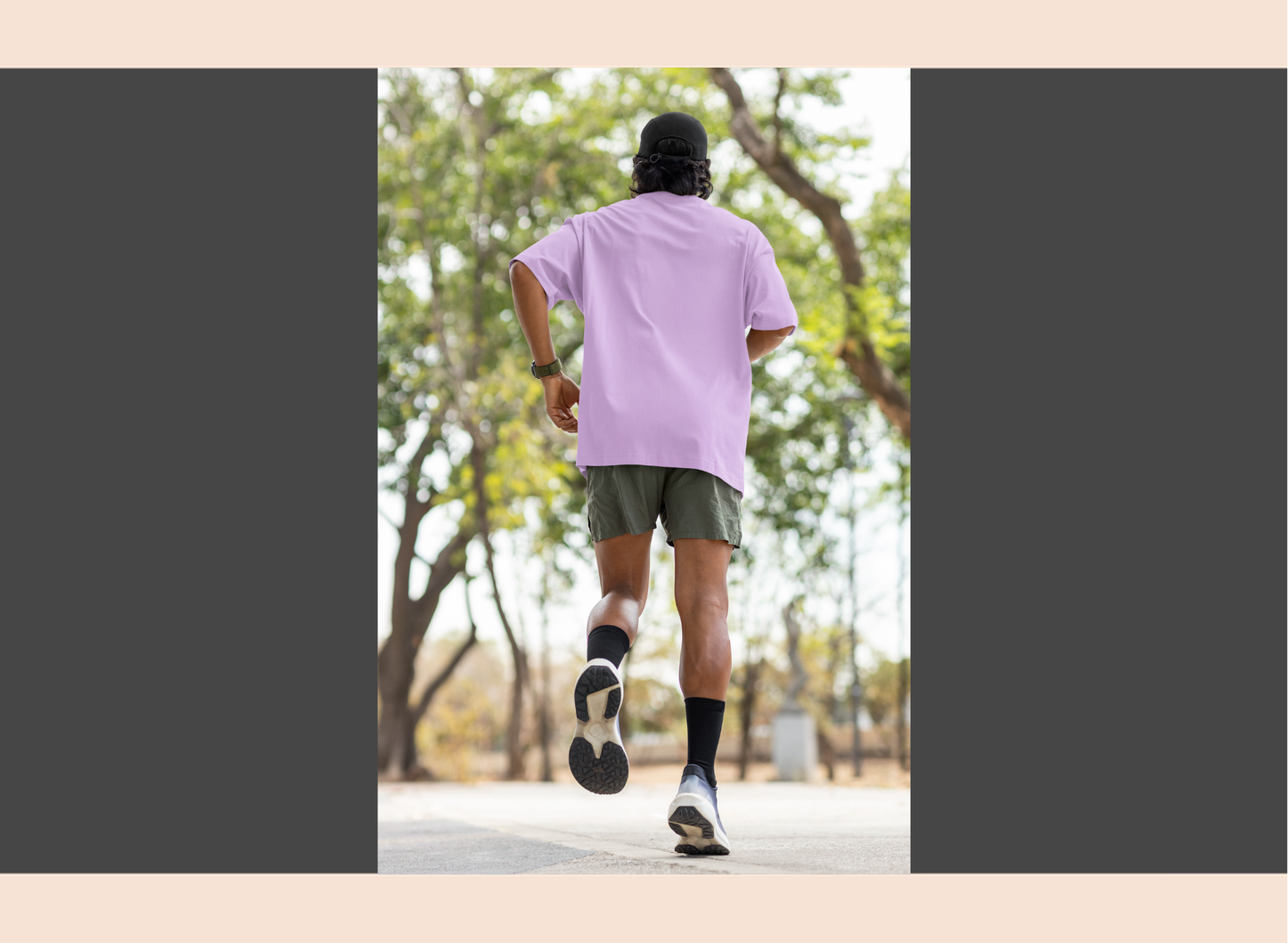 Person running on a path with trees in the background