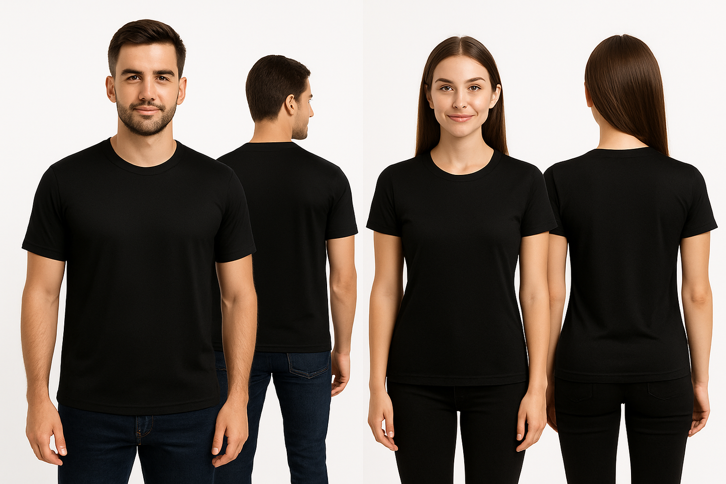 Black Micro Poly Round Neck T-Shirt – Solid & Customizable | GiliGily