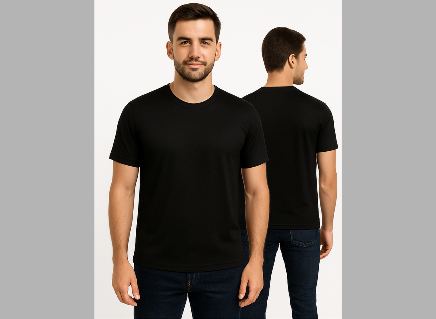 Black Micro Poly Round Neck T-Shirt – Solid & Customizable | GiliGily