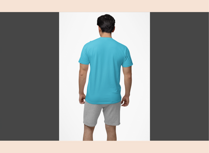 Sky Blue Cotton Round Neck T-Shirt – Solid & Customizable | GiliGily