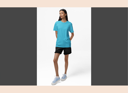 Sky Blue Cotton Round Neck T-Shirt – Solid & Customizable | GiliGily