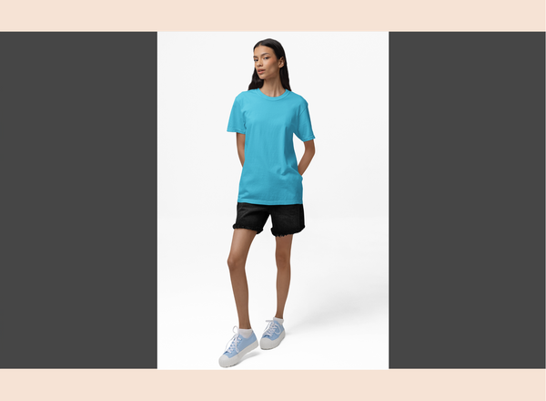 Sky Blue Cotton Round Neck T-Shirt – Solid & Customizable | GiliGily