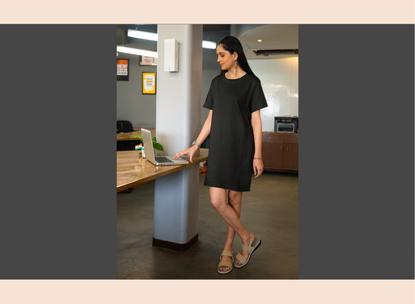 Black Cotton T-Shirt Dress  | Solid & Customizable | GiliGily