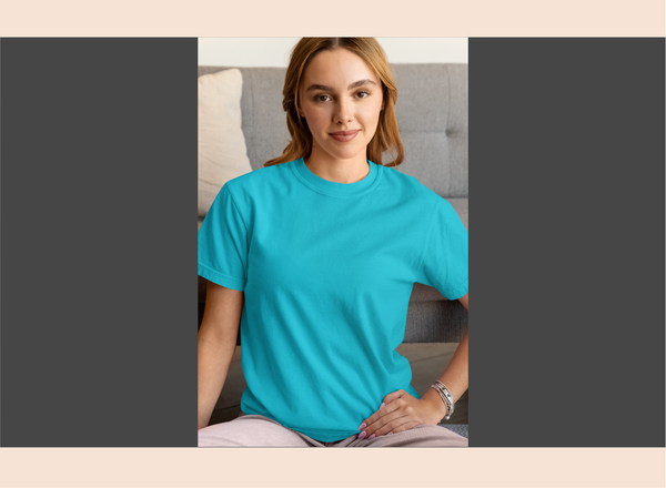 Women's Cotton Round Neck T-Shirt - Aqua | Solid & Customizable | GiliGily