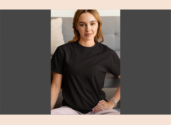 Women's Cotton Round Neck T-Shirt - Black | Solid & Customizable | GiliGily