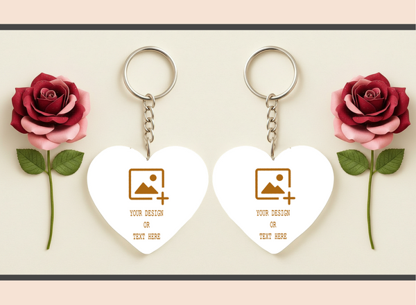 Personalized Wooden Keychain – Heart – 2×2 Inch – Double Side